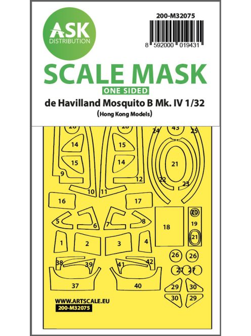 Art Scale - 1/32 Mosquito B Mk.IV  one-sided fit mask for Hong Kong Model