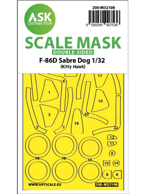 Art Scale - 1/32 F-86D Sabre Dog double-sided express fit mask for Kitty Hawk