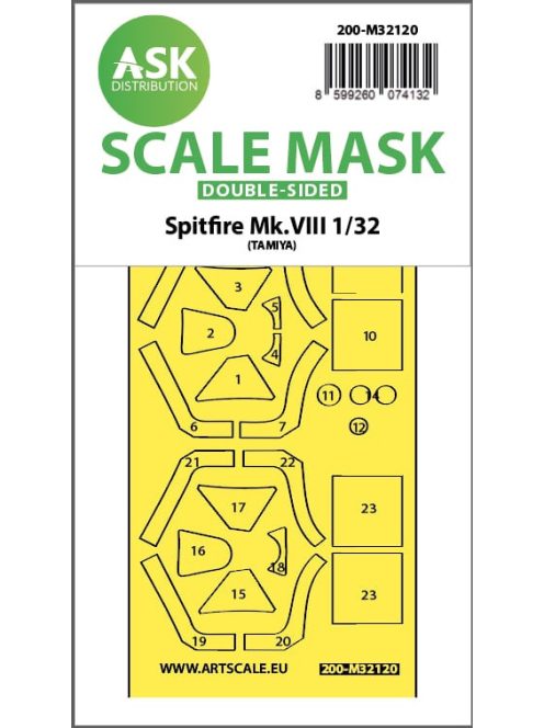 Art Scale - 1/32 Spitfire Mk.VIII double-sided express fit mask for Tamiya