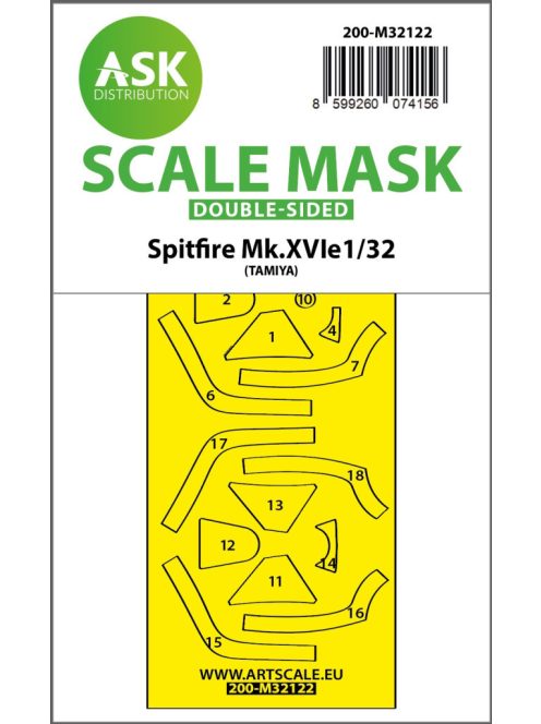 Art Scale - 1/32 Spitfire Mk.XVIe double-sided express fit mask for Tamiya