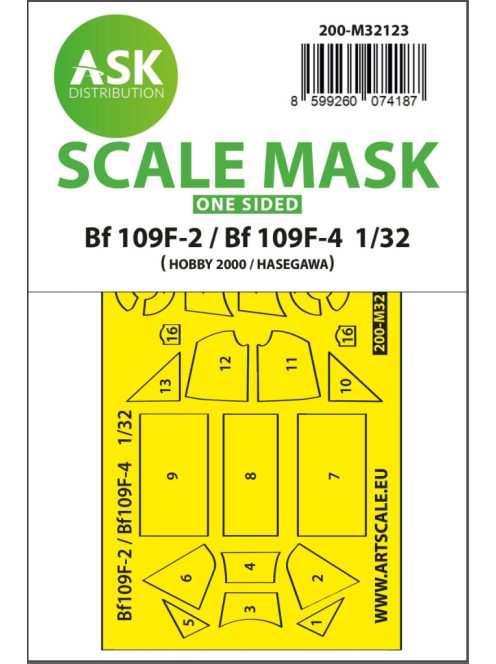 Art Scale - 1/32 Bf 109F-2 / Bf 109F-4 one-sided express fit mask for Hasegawa / Hobby 2000