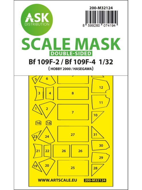 Art Scale - 1/32 Bf 109F-2 / Bf 109F-4 double-sided express fit mask for Hasegawa / Hobby 2000