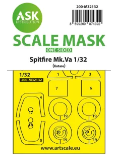   Art Scale - Spitfire Mk.Va one-sided express fit and self adhesive mask for Kotare
