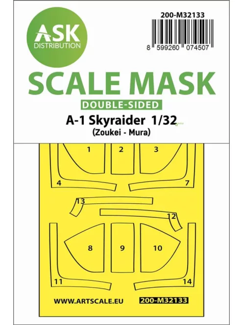 Art Scale - A-1 Skyraider double-sided express fit and self adhesive mask for SWS Zoukei-Mura