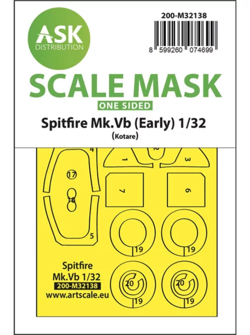 Art Scale - Spitfire Mk.Vb one-sided express fit and self adhesive mask for Kotare 
