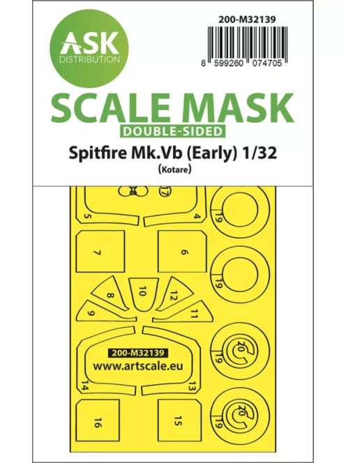 Art Scale - Spitfire Mk.Vb double-sided express fit and self adhesive mask for Kotare 