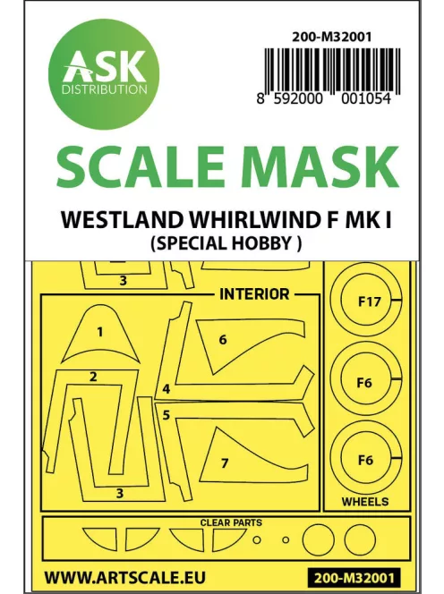 Art Scale - Westland Whirlwind Mk.I double-sided  painting mask for Special Hobby
