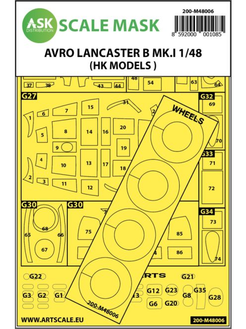 Art Scale - 1/48 Avro Lancaster Mk.I B outside painting mask for HK Models