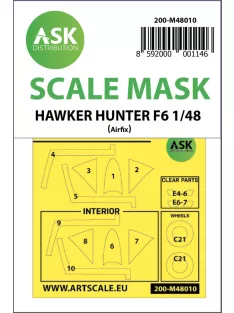   Art Scale - 1/48 Hawker Hunter F.6 double-sided painting mask for Airfix