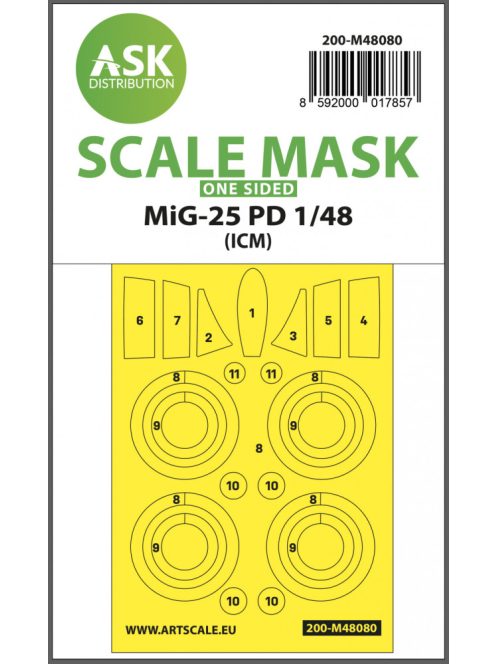 Art Scale - 1/48 MiG-25 PD one-sided mask self-adhesive pre-cutted for ICM