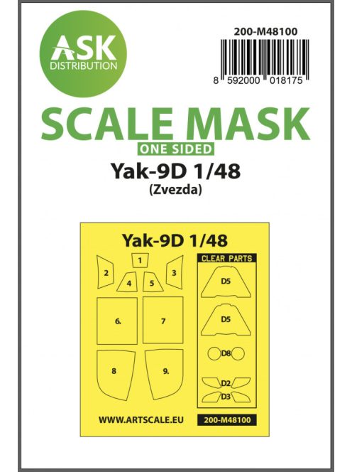 Art Scale - 1/48 Yak-9D one-sided express mask, self-adhesive, pre-cutted for Zvezda