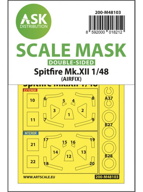 Art Scale - 1/48 Spitfire Mk.XII double-sided mask self-adhesive, pre-cutted for Airfix