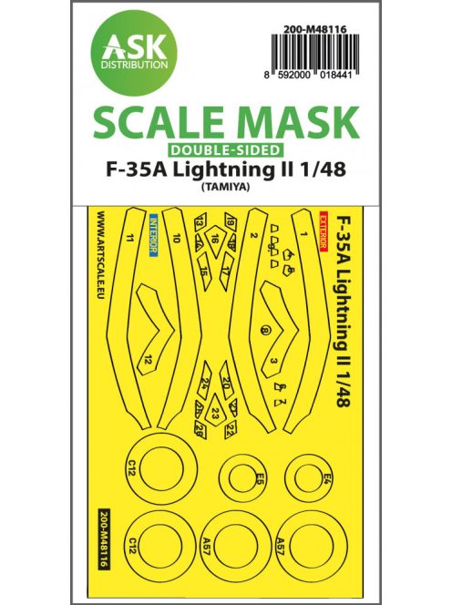 Art Scale - 1/48 F-35A Lightning II double-sided express mask, self-adhesive and pre-cutted for Tamiya