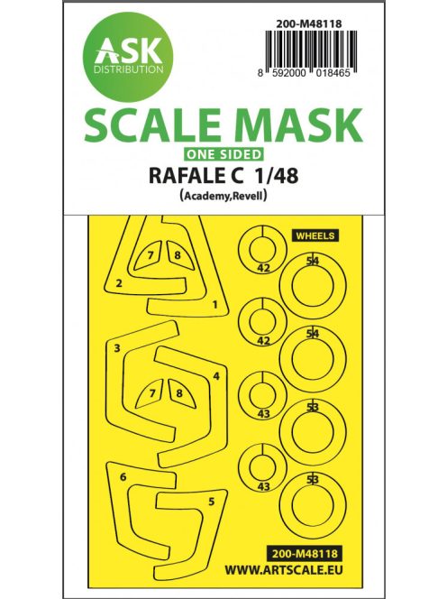 Art Scale - 1/48 Rafale C one-sided express mask, self-adhesive and pre-cutted for Academy