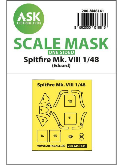 Art Scale - 1/48 Spitfire Mk.VIII one-sided express fit mask for Eduard
