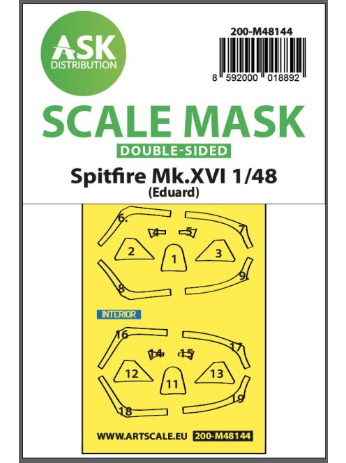 Art Scale - 1/48 Spitfire Mk.XVI double-sided express fit mask for Eduard