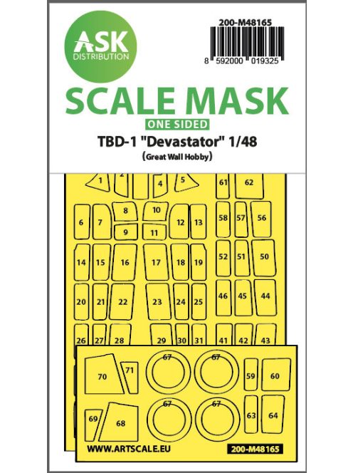 Art Scale - 1/48 TBD-1 Devastator one-sided fit express mask for Great Wall Hobby