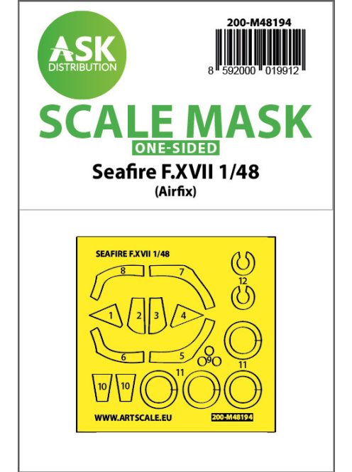 Art Scale - 1/48 Seafire F.XVII one-sided fit and self adhesive express mask for Airfix