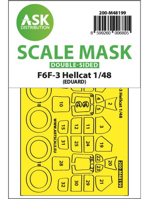 Art Scale - 1/48 F6F-3 Hellcat double-sided express fit mask for Eduard