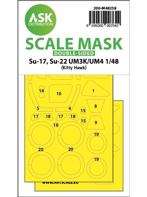Art Scale - 1/48 Su-17, Su-22 UM3K/UM4 double-sided express fit  mask for Kitty Hawk