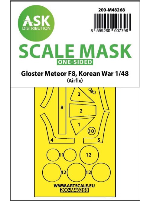Art Scale - 1/48 Gloster Meteor F.8, Korean war, one-sided express fit  mask for Airfix