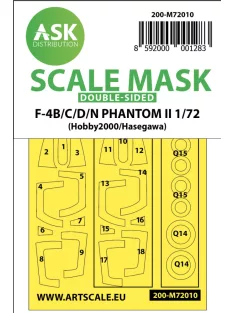   Art Scale - 1/72 F-4B/C/D/N Phantom II double-sided painting mask for Hasegawa / Hobby2000