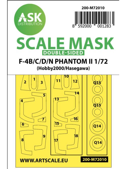 Art Scale - 1/72 F-4B/C/D/N Phantom II double-sided painting mask for Hasegawa / Hobby2000