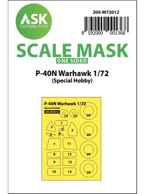 Art Scale - 1/72 P-40 N Warhawk one-sided painting mask for Special Hobby
