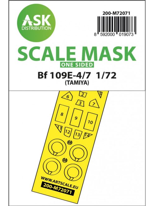 Art Scale - 1/72 Bf 109E-4/7 one-sided express fit mask for Tamiya