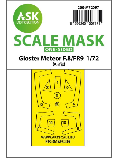 Art Scale - 1/72 Gloster Meteor F.8/F9 one-sided fit express mask for Airfix