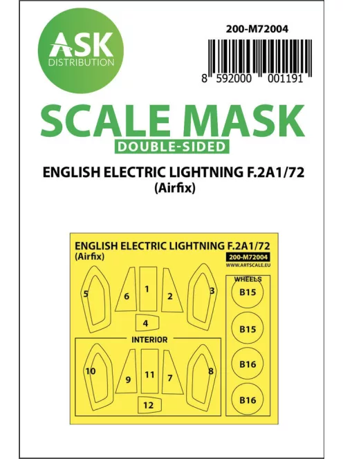 Art Scale - EE Lightning F.2A double-sided painting mask for Airfix