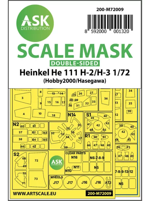 Art Scale - Heinkel He 111H-2/H-3 double-sided painting mask for Hasegawa / Hobby2000