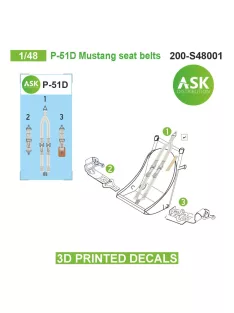   Art Scale - 1/48 P-51D Mustang seat belts - 3D printed decals by ASK