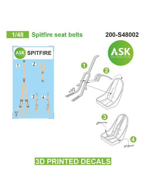 Art Scale - 1/48 Spitfire seat belts - 3D printed decals by ASK