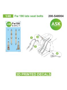   Art Scale - 1/48 Fw 190 late seat belts - 3D printed decals by ASK
