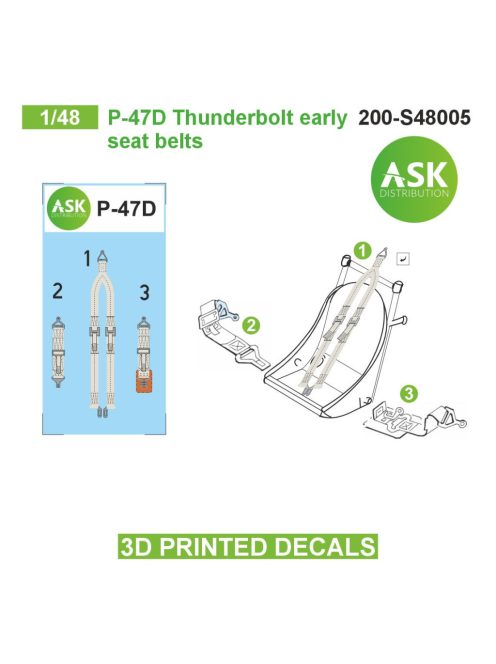 Art Scale - 1/48 P-47D Thunderbolt early seat belts - 3D printed decals by ASK