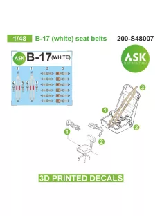   Art Scale - 1/48 B-17 (white) seat belts - 3D printed decals by ASK
