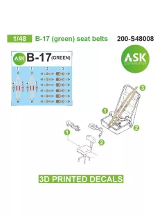   Art Scale - 1/48 B-17 (green) seat belts - 3D printed decals by ASK