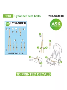  Art Scale - 1/48 Lysander seat belts - 3D printed decals by ASK