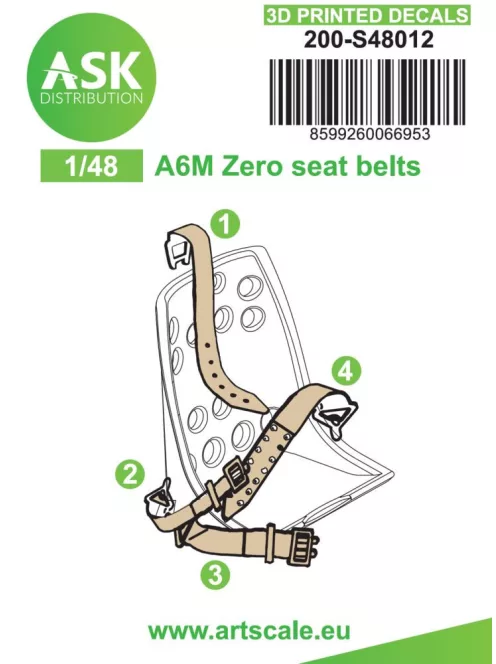 Art Scale - A6M Zero seat belts - 3D printed decals by ASK