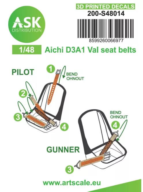 Art Scale - Aichi D3A1 Val seat belts - 3D printed decals by ASK