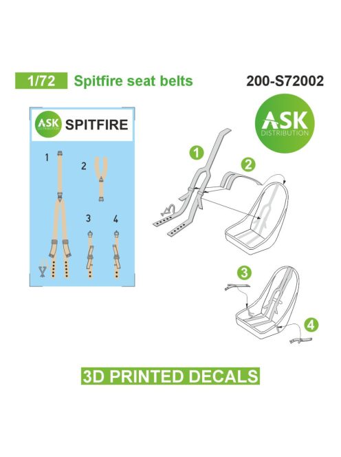 Art Scale - 1/72 Spitfire seat belts - 3D printed decals by ASK