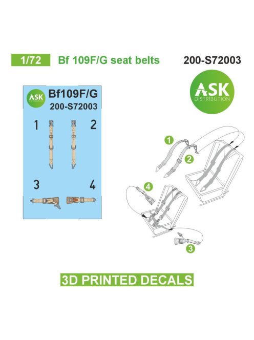Art Scale - 1/72 Bf 109F/G seat belts - 3D printed decals by ASK