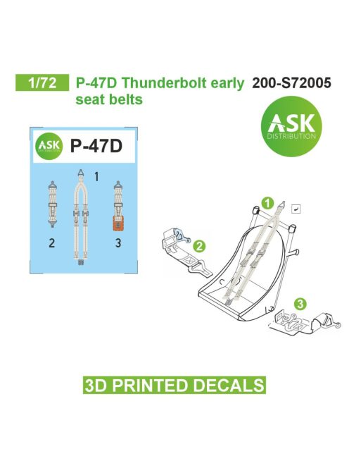 Art Scale - 1/72 P-47D seat belts - 3D printed decals by ASK