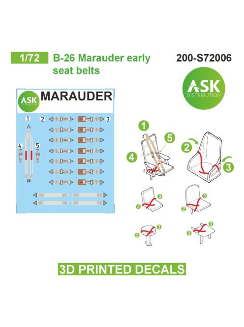 Art Scale - 1/72 B-26 Marauder seat belts - 3D printed decals by ASK