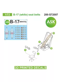   Art Scale - 1/72 B-17 (white) seat belts - 3D printed decals by ASK
