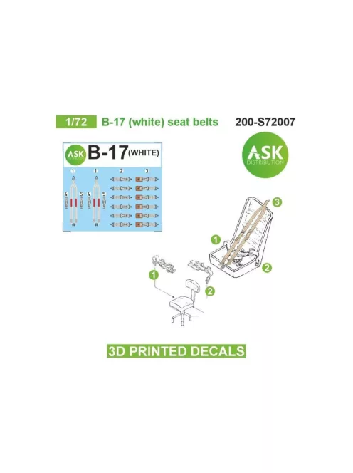 Art Scale - B-17 (white) seat belts - 3D printed decals