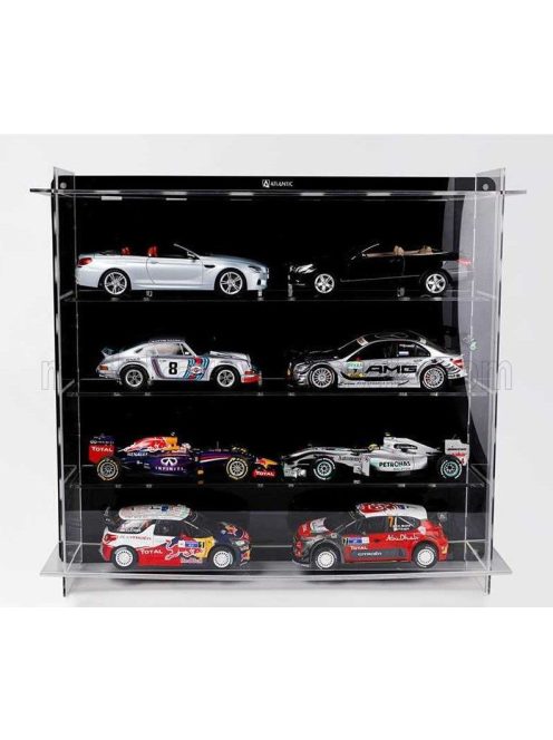 Atlantic - VETRINA DISPLAY BOX ESPOSITORE - 2X FOR 4 CARS 1/18 Lungh.LENGHT cm 65.0 X Largh.WIDTH cm 12.5 X Alt.HEIGHT cm 57.0 (altezza utile tra i ripiani cm 12.0 inner height among shelves) PLASTIC DISPLAY