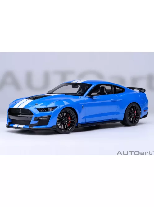 Autoart - 1:18 Ford Mustang Shelby GT500 Coupe 2023 (Grabber Blue) (composite model/full openings) white stripes - AUTOart