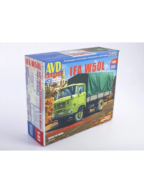 AVD - 1:43 IFA W50L flatbed with tent - Die-cast Model Kit - AVD